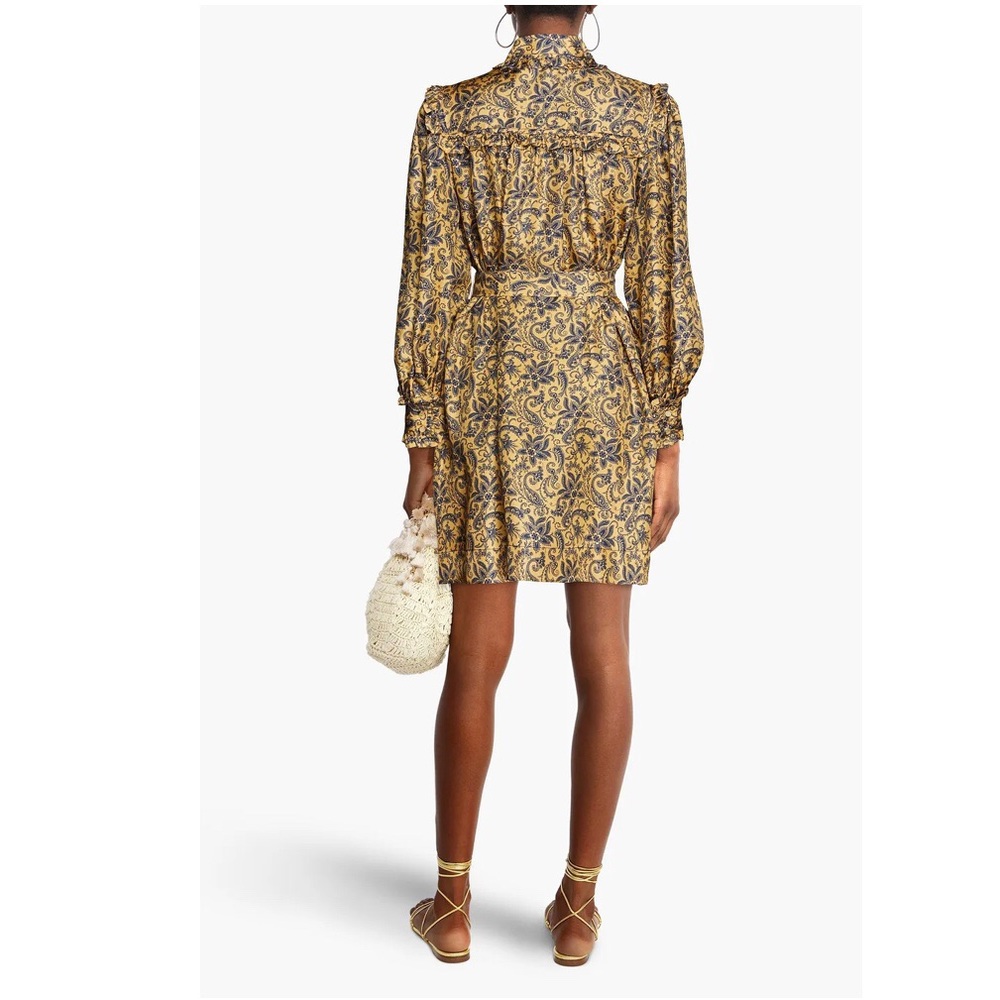 Sandro Harmonie Belted Silk Ruffle Dress - Picture 2 of 5